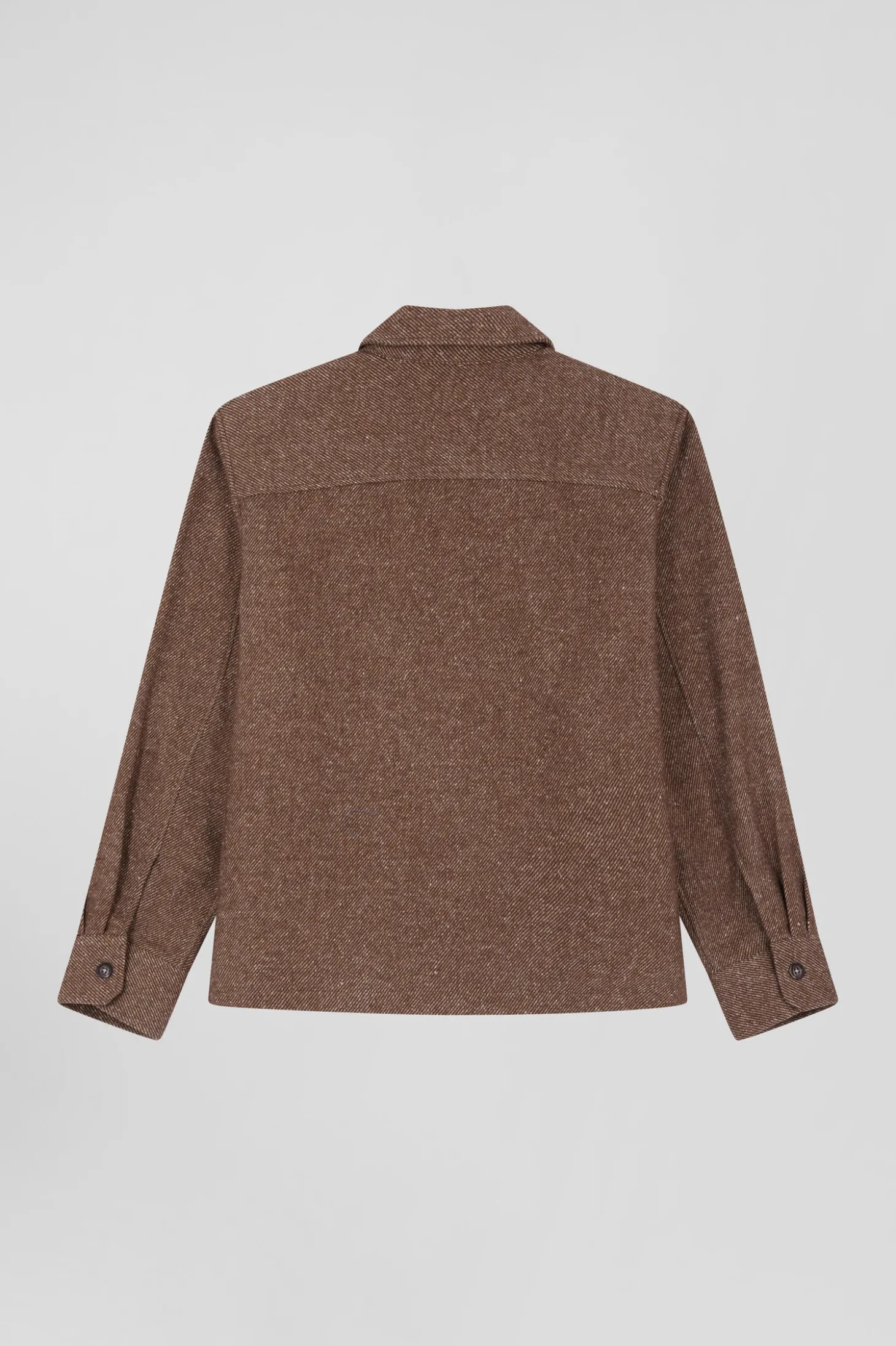 Relax brown mixed cotton overshirt with patch pockets