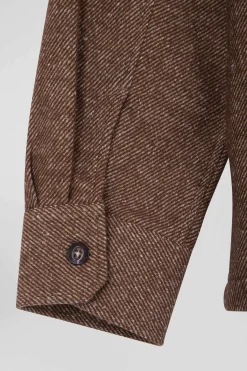 Relax brown mixed cotton overshirt with patch pockets