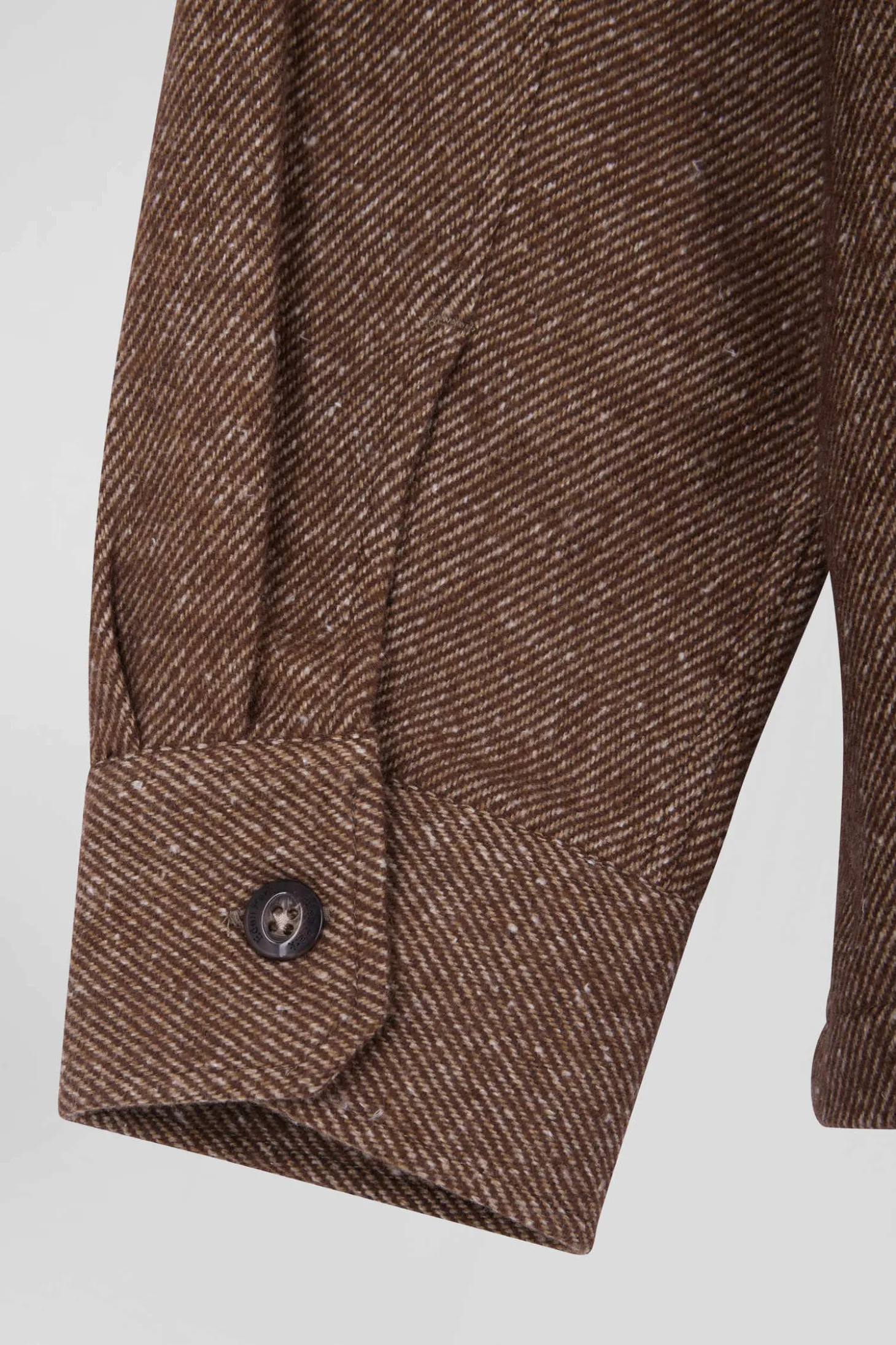 Relax brown mixed cotton overshirt with patch pockets