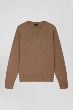 Relax brown wool and cotton crew neck jumper