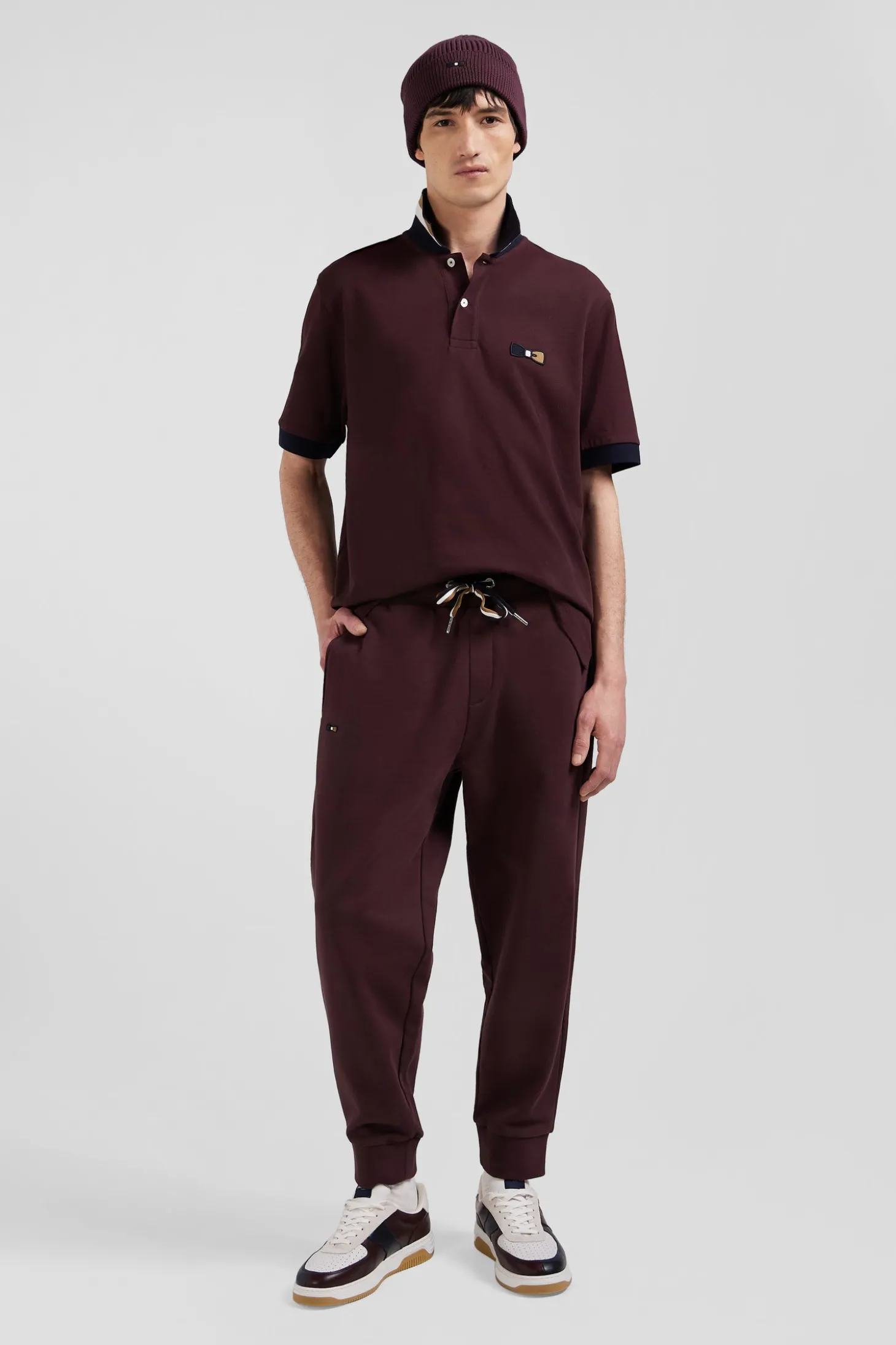 Relax burgundy brushed fleece jogging bottoms