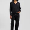 Relax dark grey mottled wool and cotton V-neck jumper