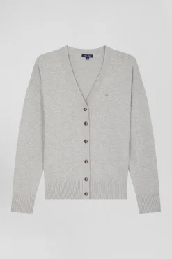 Relax grey blended wool and cotton cardigan
