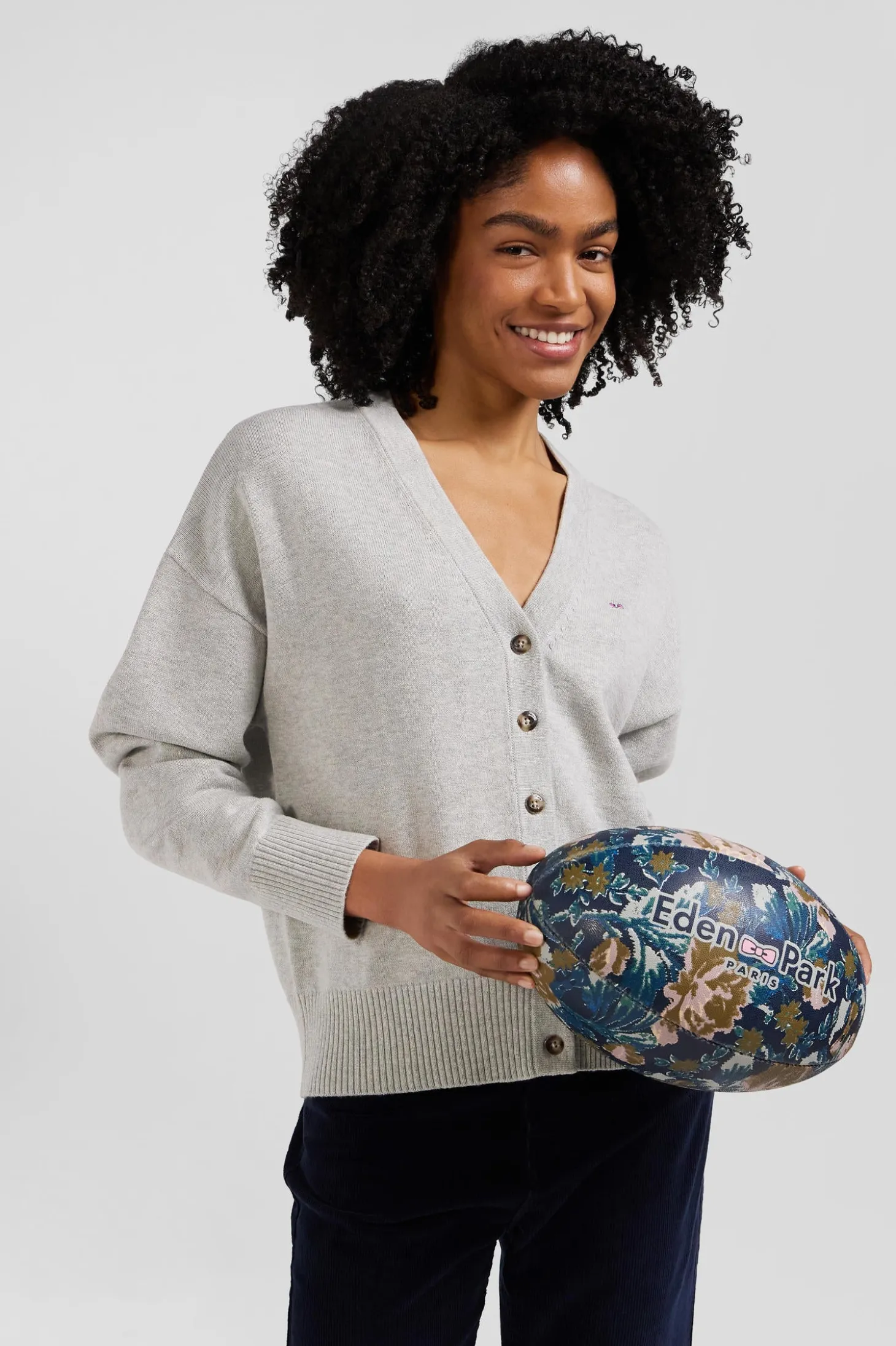 Relax grey blended wool and cotton cardigan