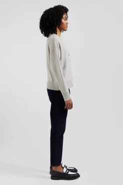 Relax grey blended wool and cotton cardigan