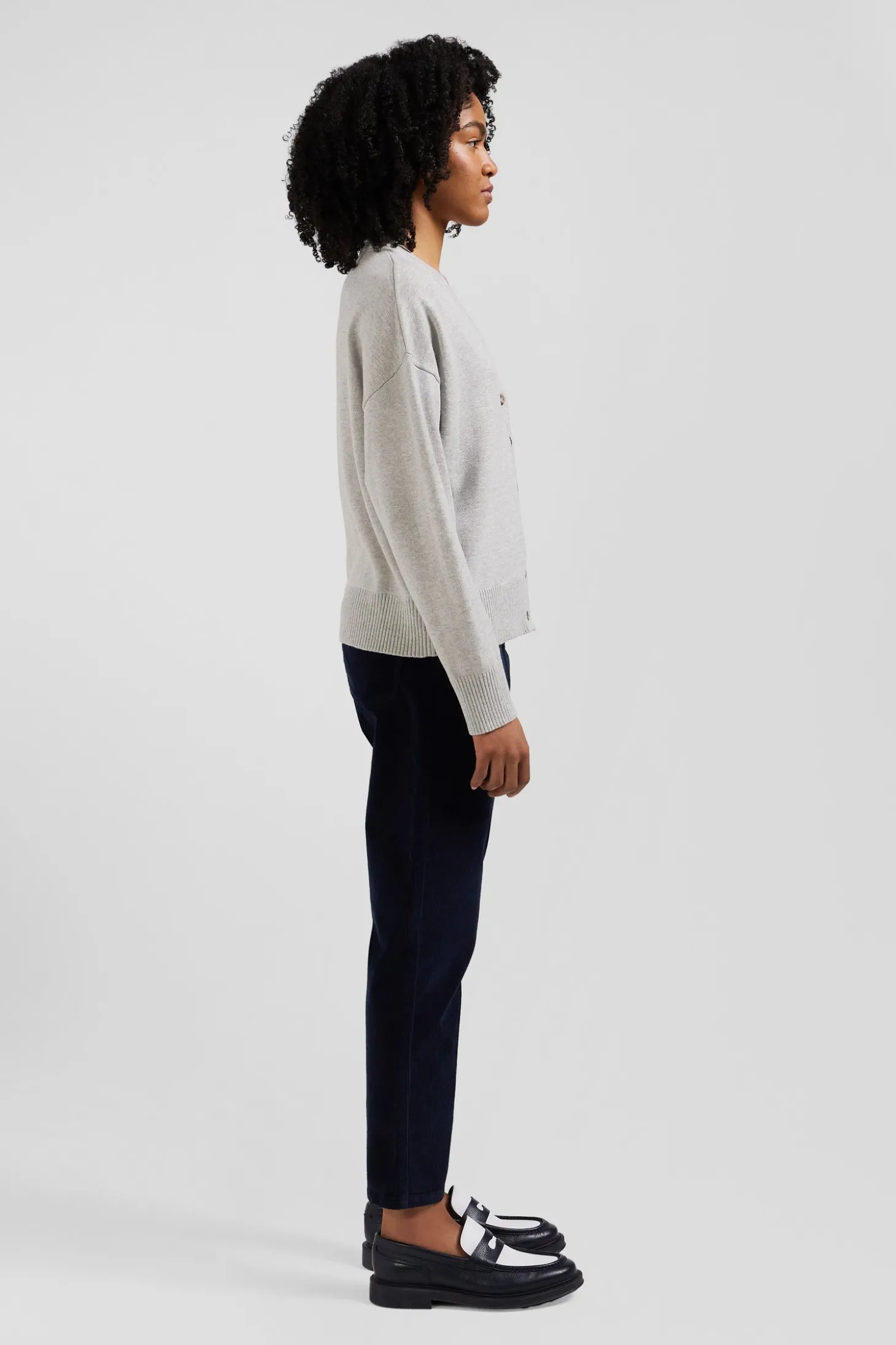 Relax grey blended wool and cotton cardigan