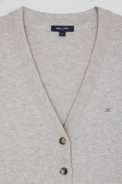 Relax grey blended wool and cotton cardigan