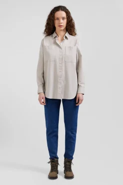 Relax grey checked cotton shirt with patch pockets