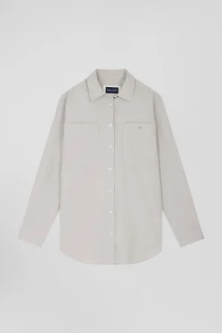 Relax grey checked cotton shirt with patch pockets