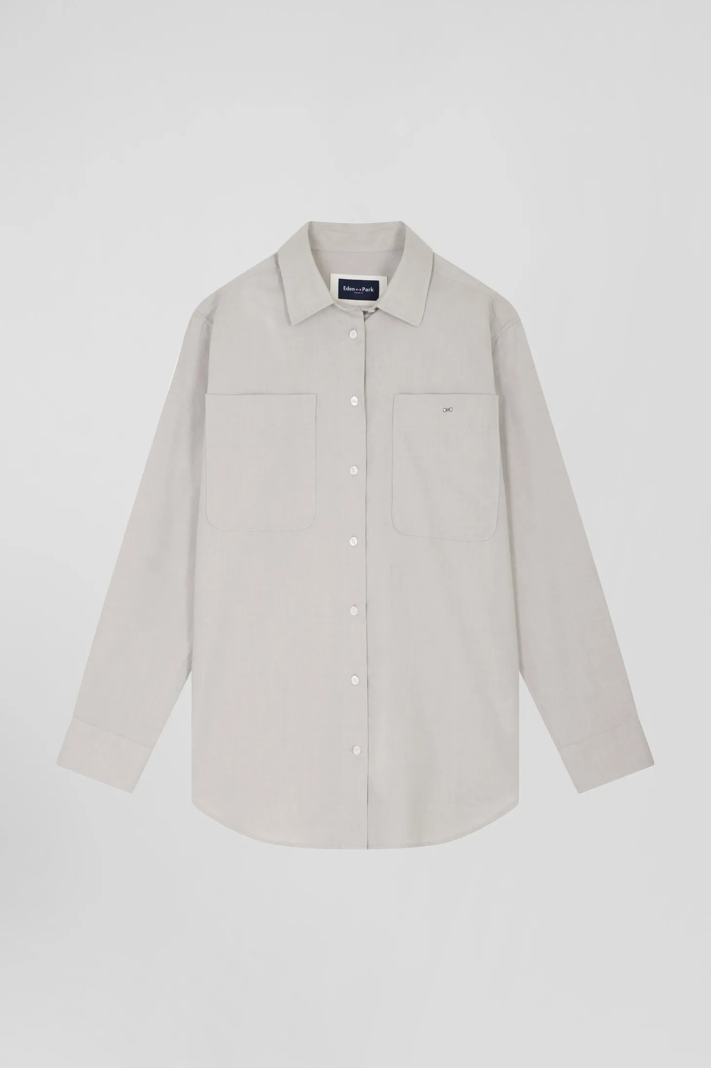 Relax grey checked cotton shirt with patch pockets