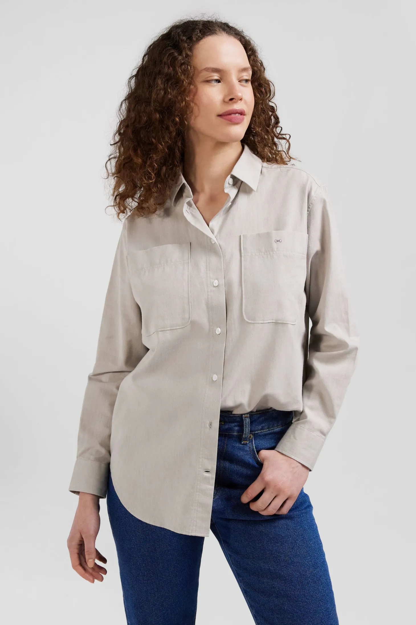 Relax grey checked cotton shirt with patch pockets
