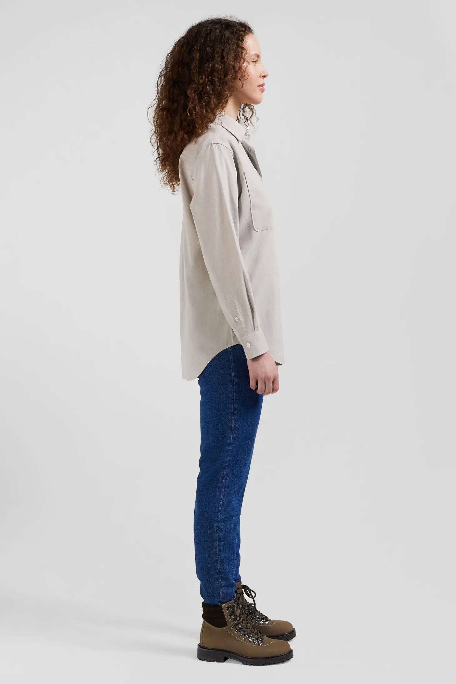 Relax grey checked cotton shirt with patch pockets