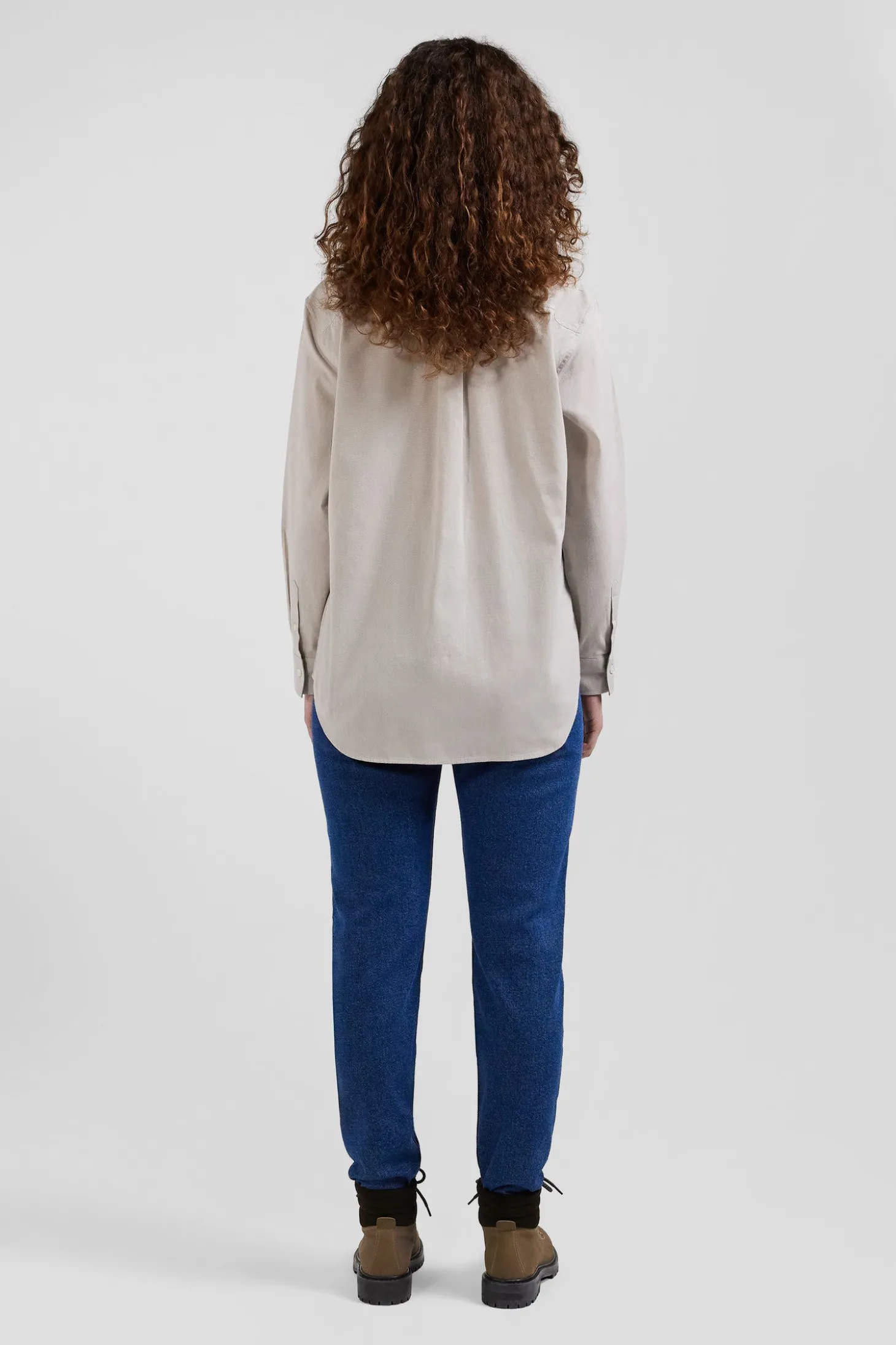Relax grey checked cotton shirt with patch pockets