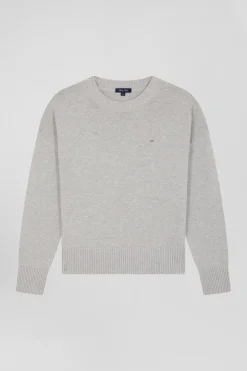 Relax light grey wool and cotton crew neck jumper