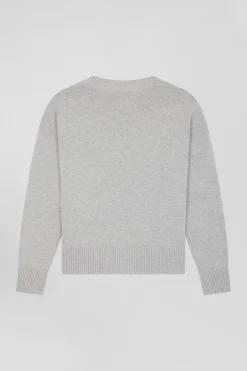 Relax light grey wool and cotton crew neck jumper