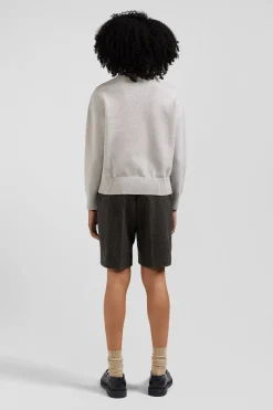 Relax light grey wool and cotton crew neck jumper