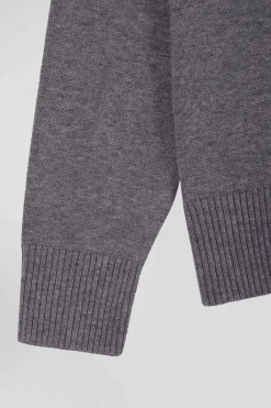 Relax light grey wool and cotton V-neck jumper