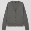 Relax mottled grey blended wool and cotton cardigan