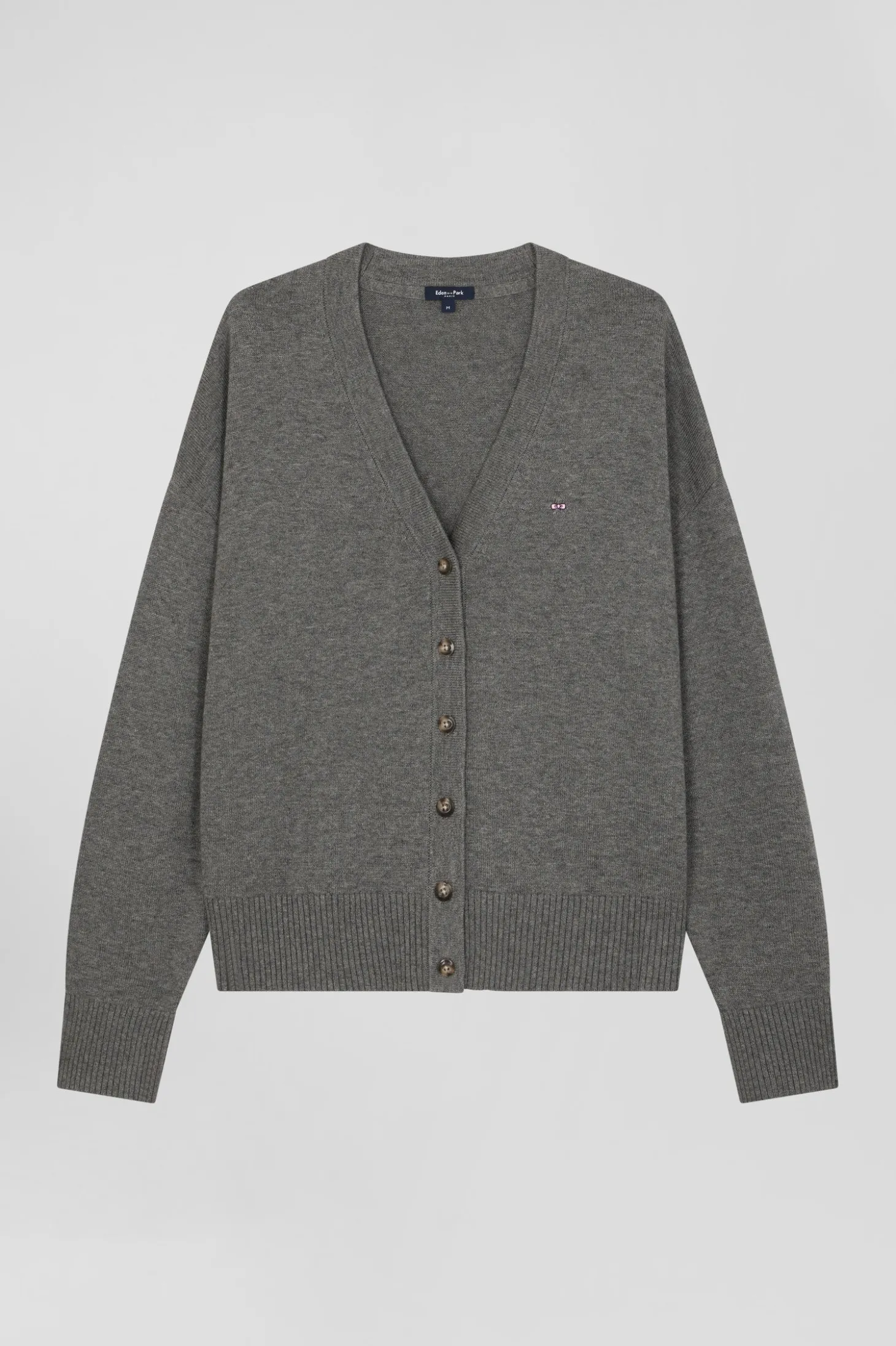 Relax mottled grey blended wool and cotton cardigan