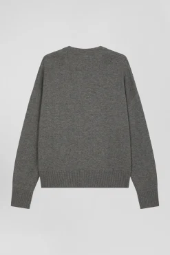 Relax mottled grey blended wool and cotton cardigan