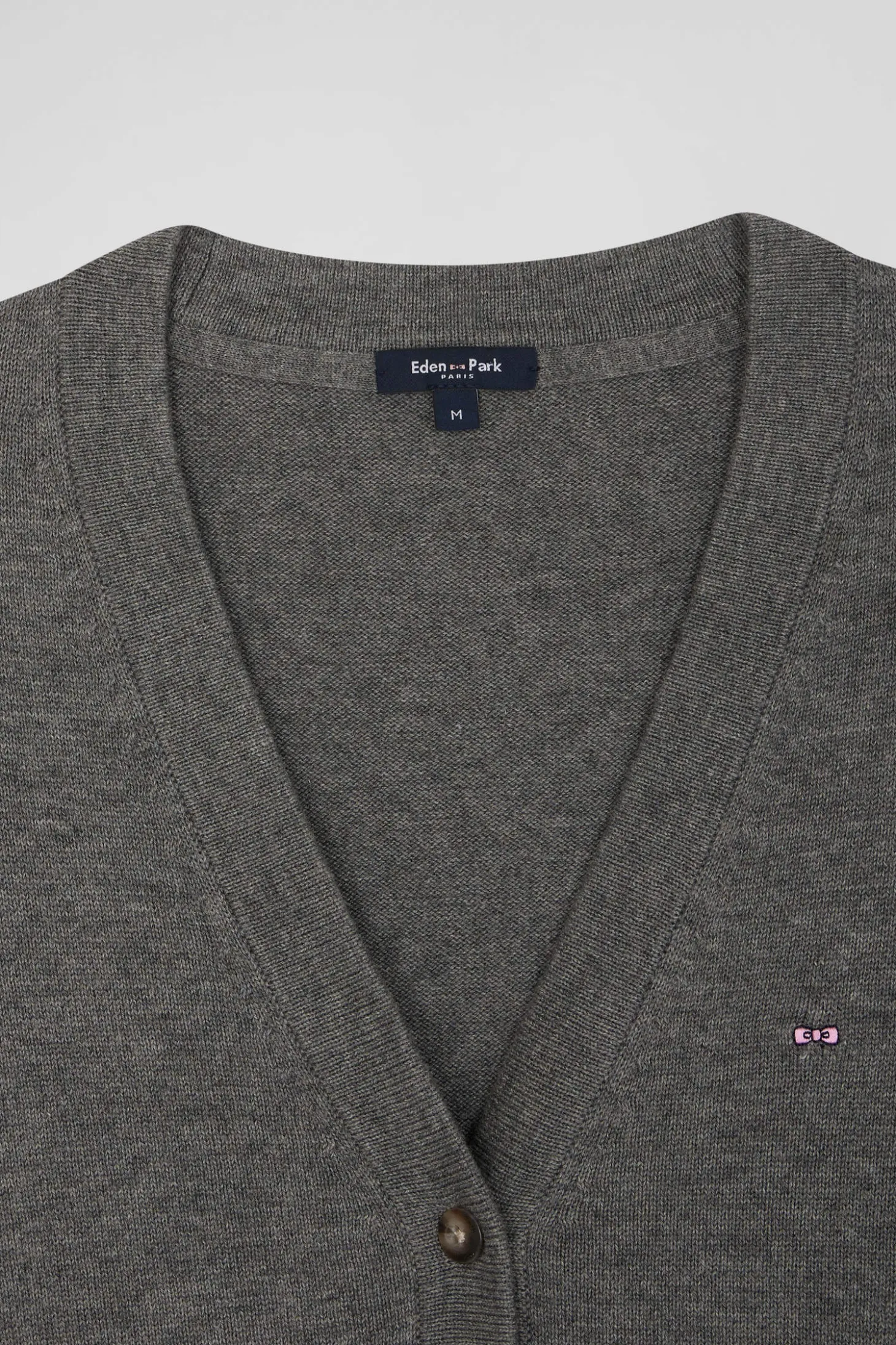 Relax mottled grey blended wool and cotton cardigan