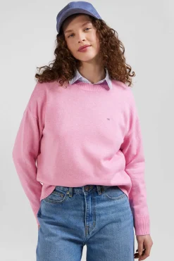 Relax pink wool and cotton crew neck jumper