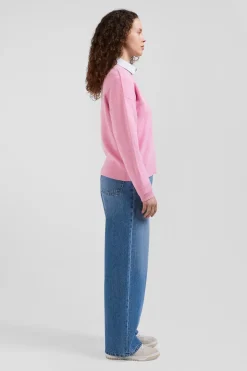 Relax pink wool and cotton crew neck jumper