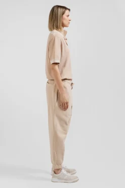 Relax unisex beige brushed cotton fleece jogging bottoms