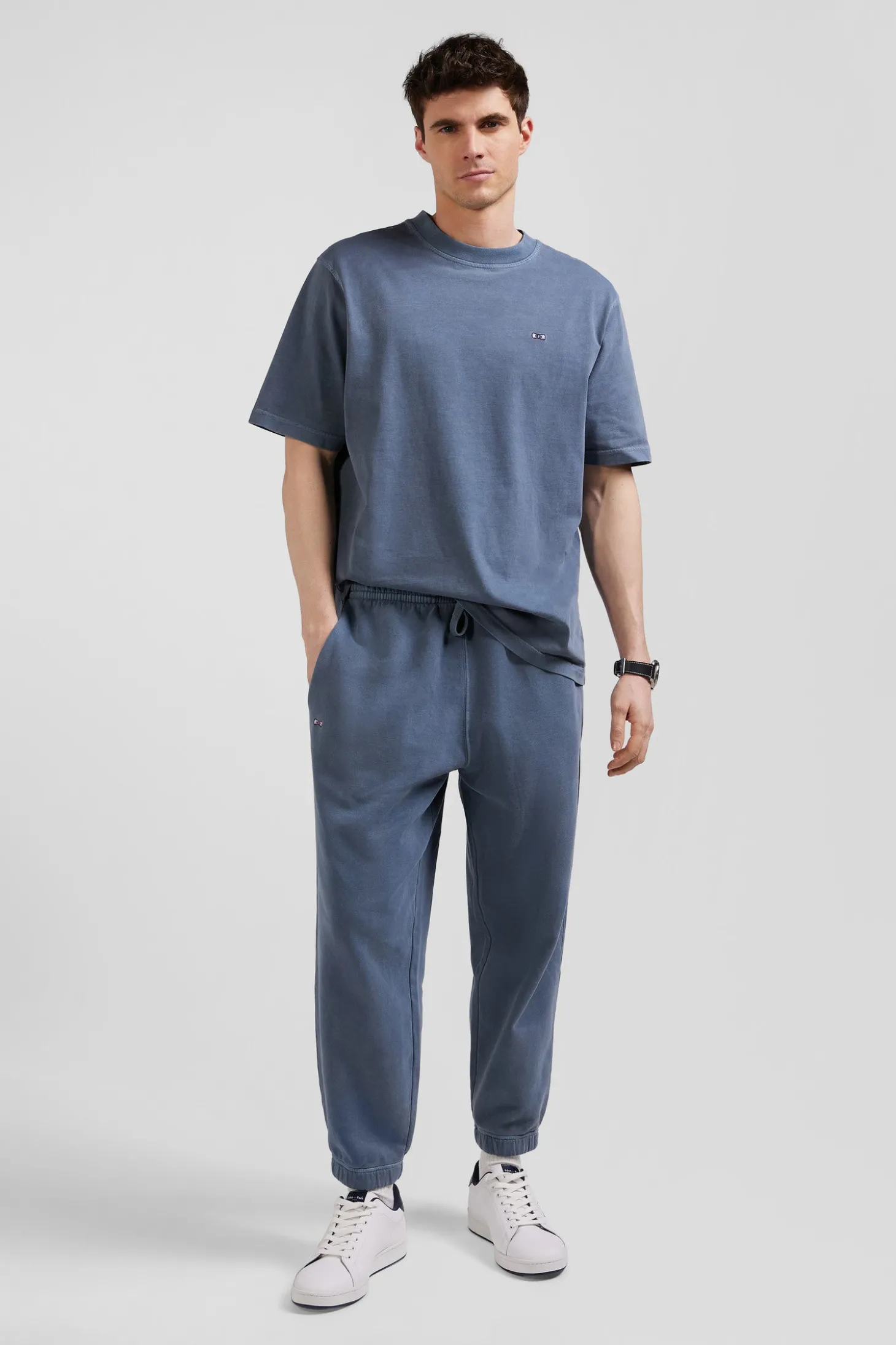 Relax unisex grey brushed cotton fleece jogging bottoms