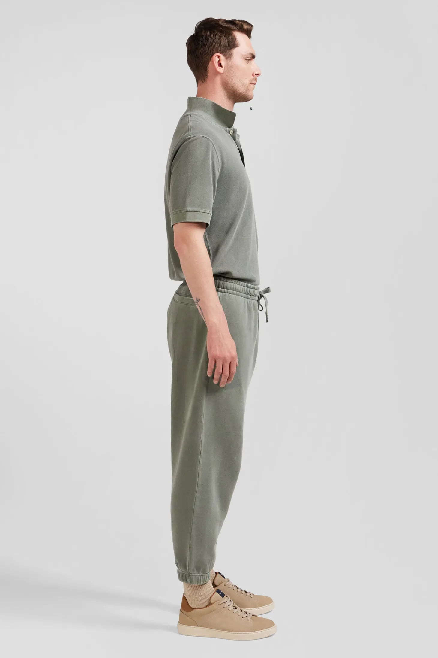 Relax unisex khaki brushed cotton fleece jogging bottoms