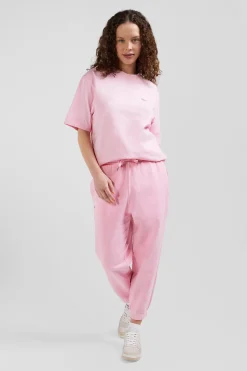 Relax unisex pink brushed cotton fleece jogging bottoms