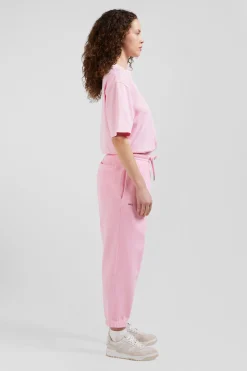 Relax unisex pink brushed cotton fleece jogging bottoms