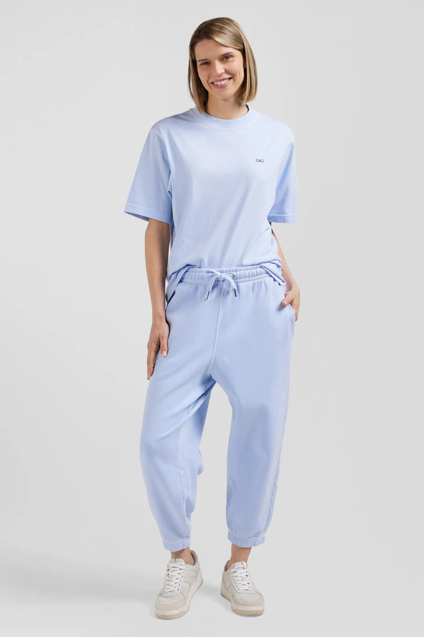 Relax unisex sky blue brushed cotton fleece jogging bottoms