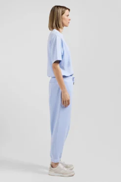 Relax unisex sky blue brushed cotton fleece jogging bottoms
