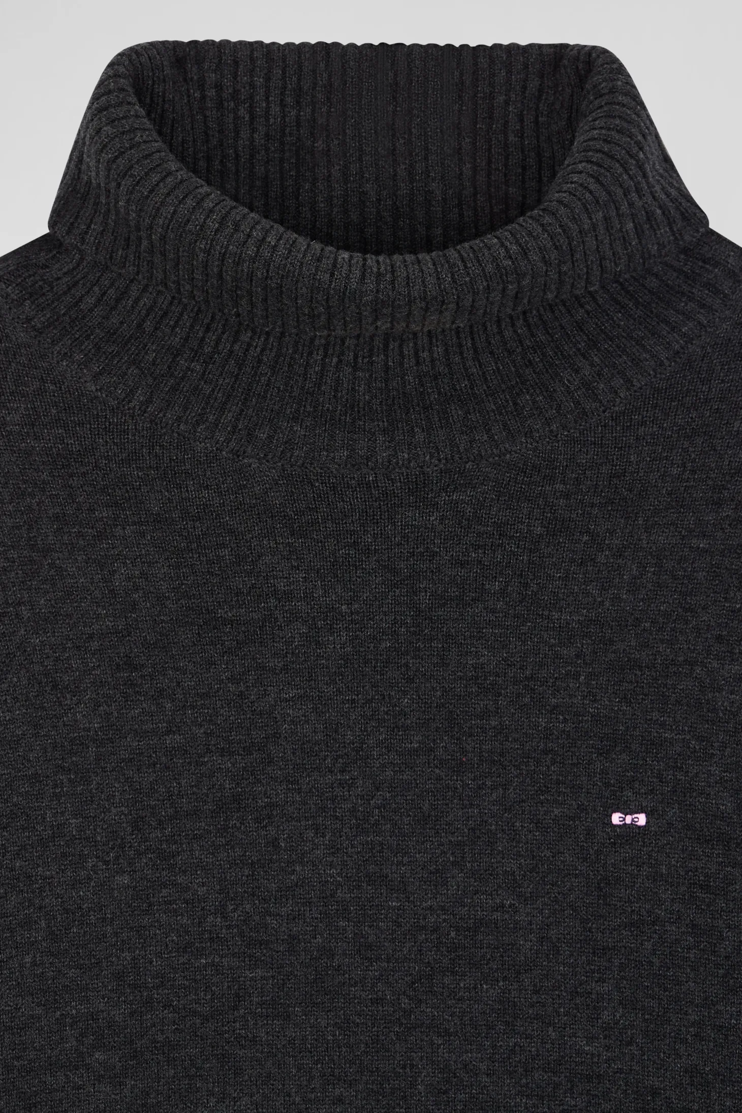 Relaxed anthracite grey wool and cotton turtleneck jumper