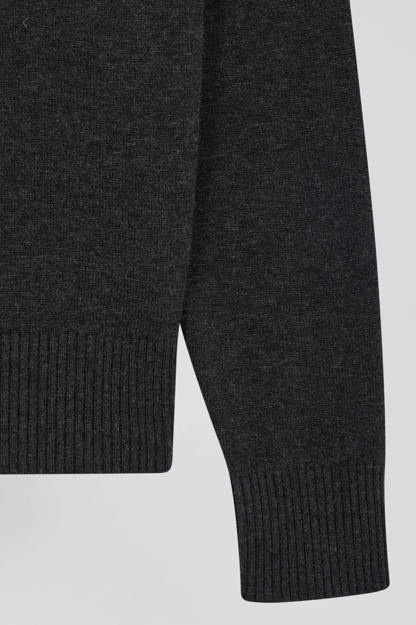 Relaxed anthracite grey wool and cotton turtleneck jumper