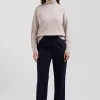 Relaxed beige wool and cotton turtleneck jumper