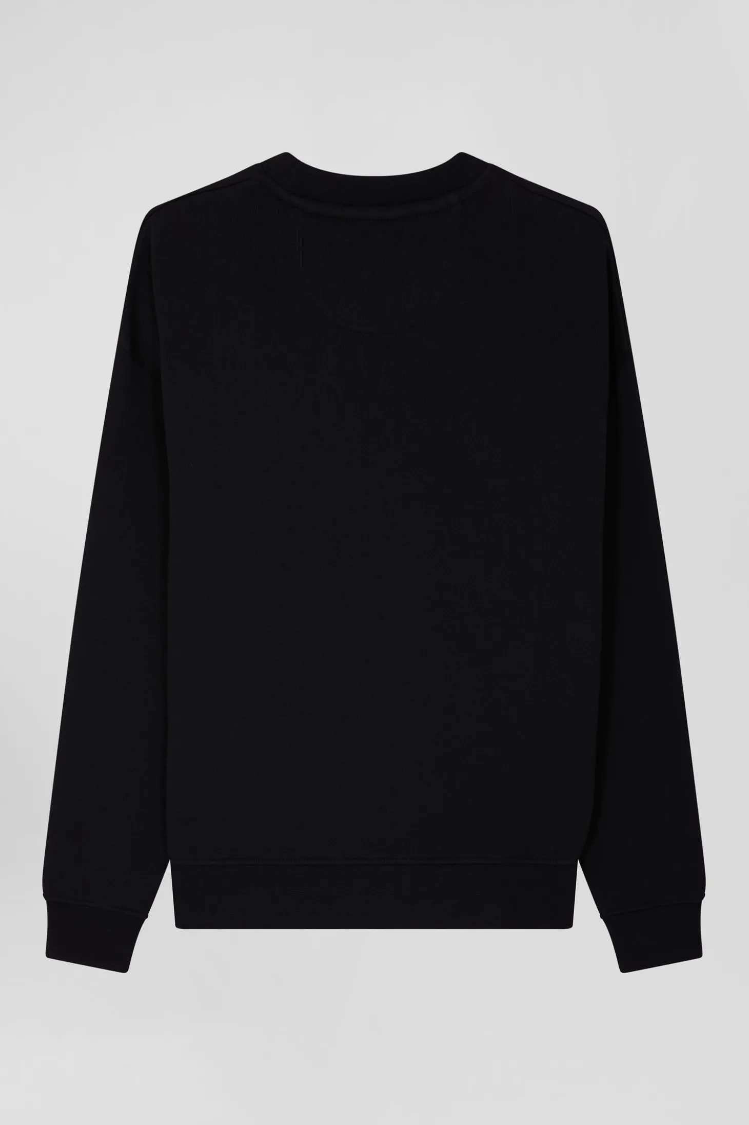 Relaxed black cotton sweatshirt with velvet flocked print