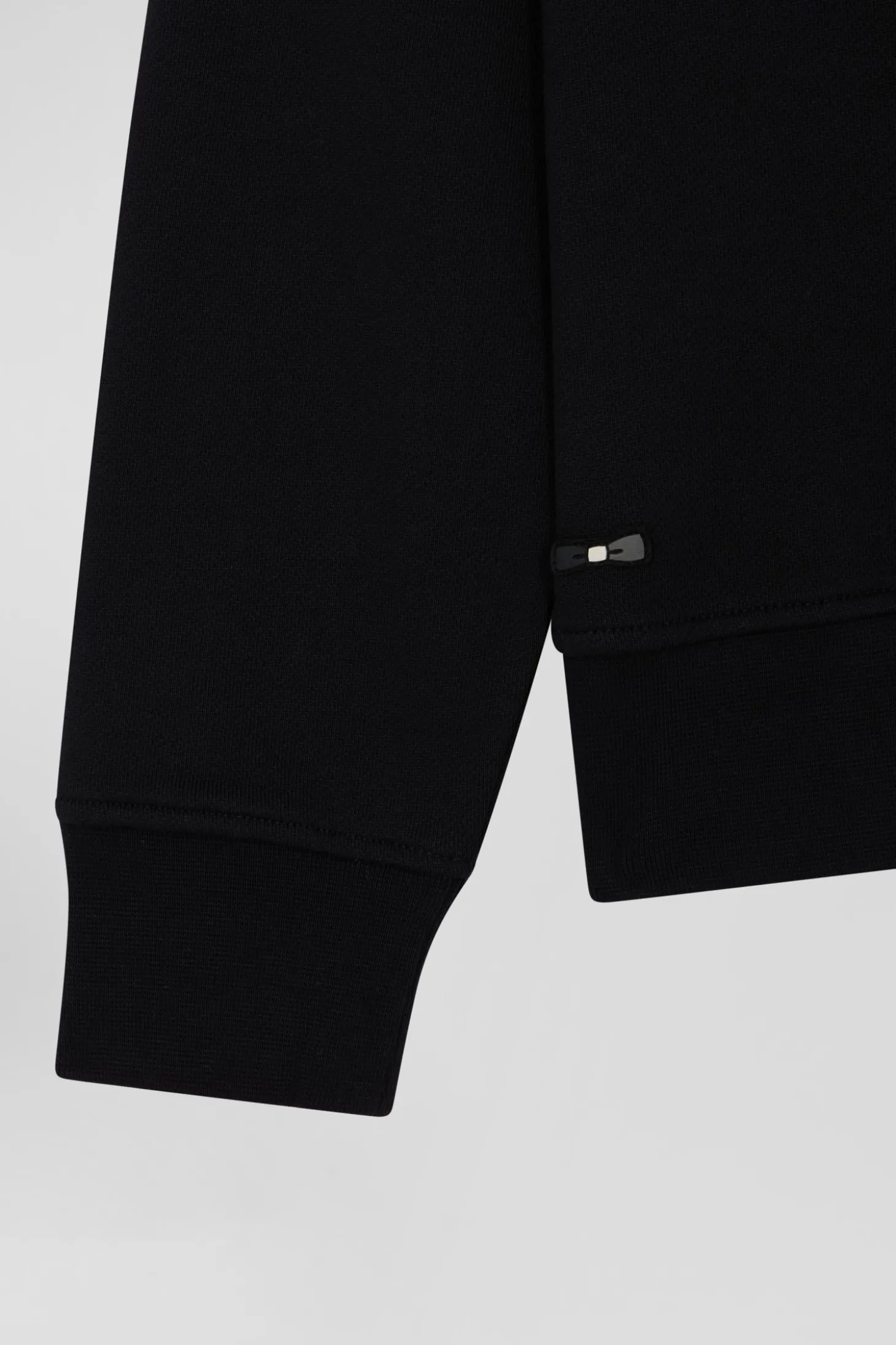 Relaxed black cotton sweatshirt with velvet flocked print