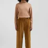 Relaxed brown wool and cotton turtleneck jumper