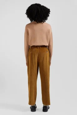 Relaxed brown wool and cotton turtleneck jumper