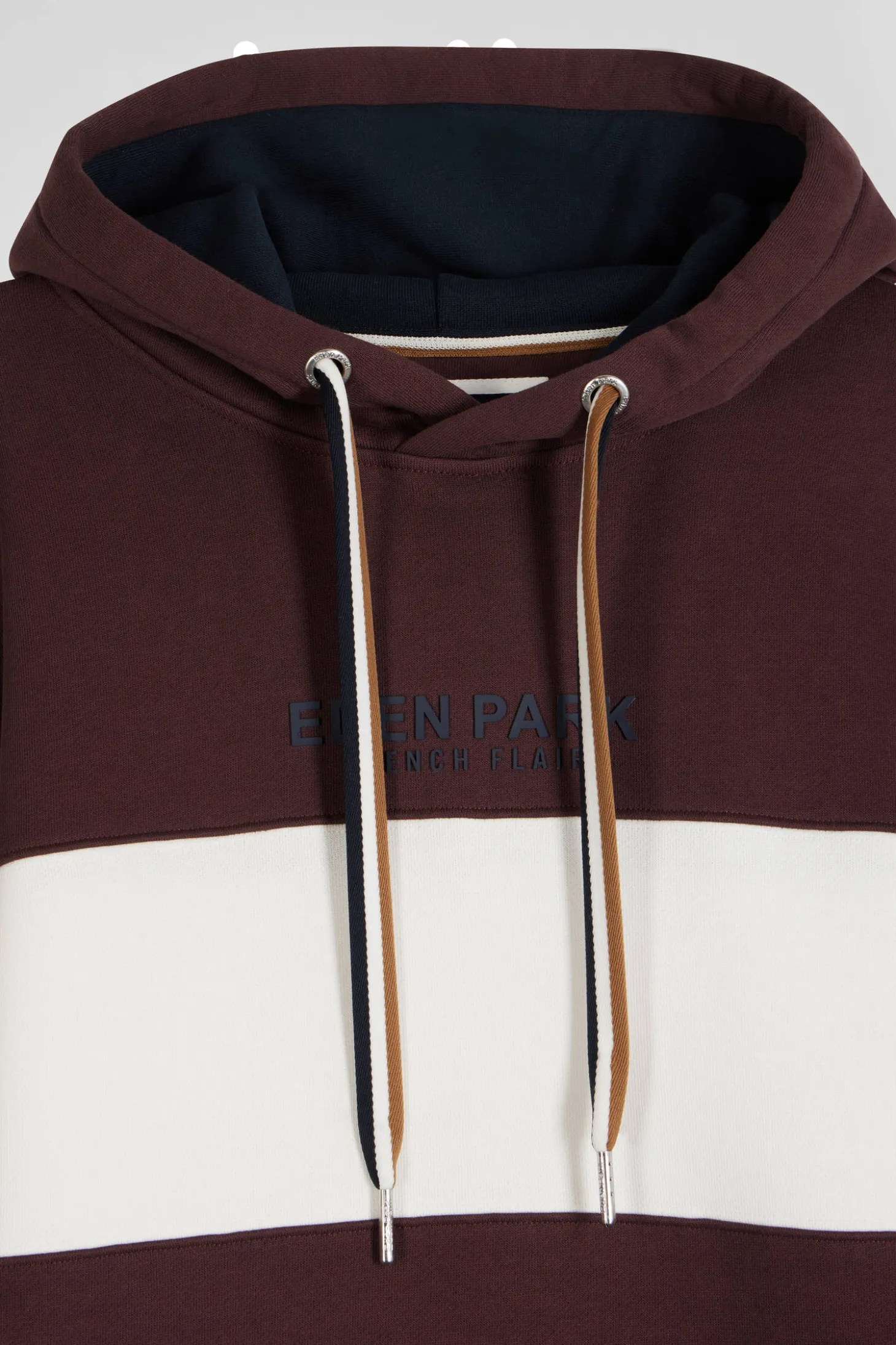 Relaxed burgundy colorblock cotton hoodie