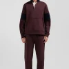 Relaxed burgundy cotton sweatshirt with rugby shirt collar