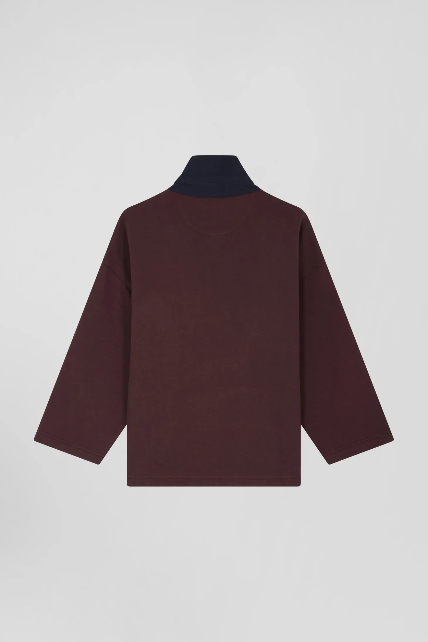 Relaxed burgundy cotton sweatshirt with rugby shirt collar