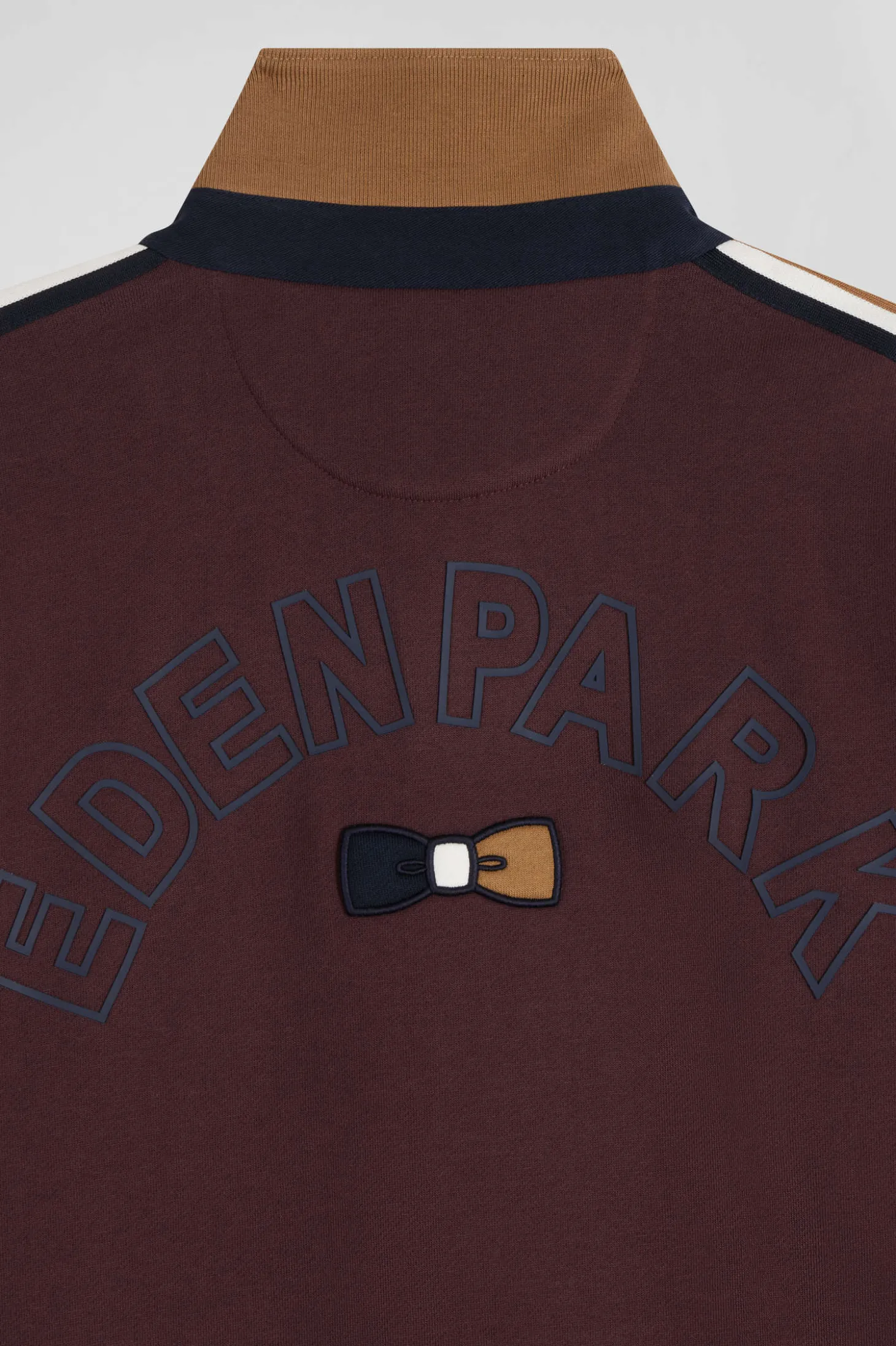 Relaxed burgundy cotton sweatshirt with rugby shirt collar