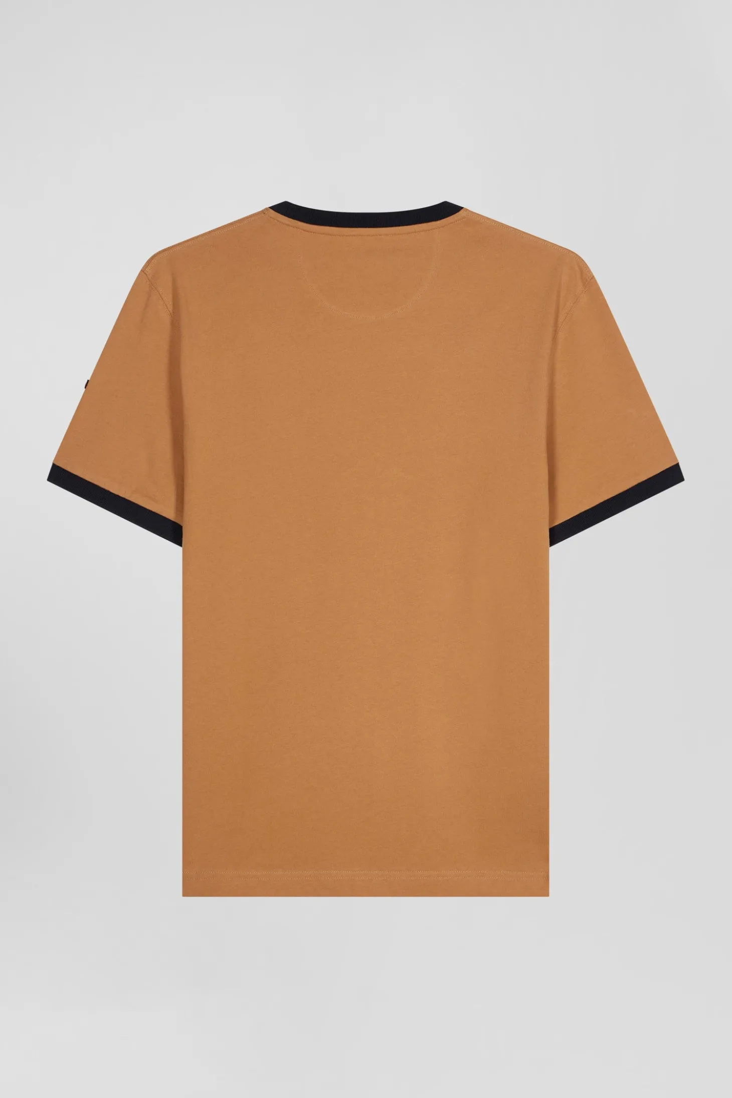 Relaxed camel bicolor short-sleeved cotton T-shirt with Eden Park 10 print