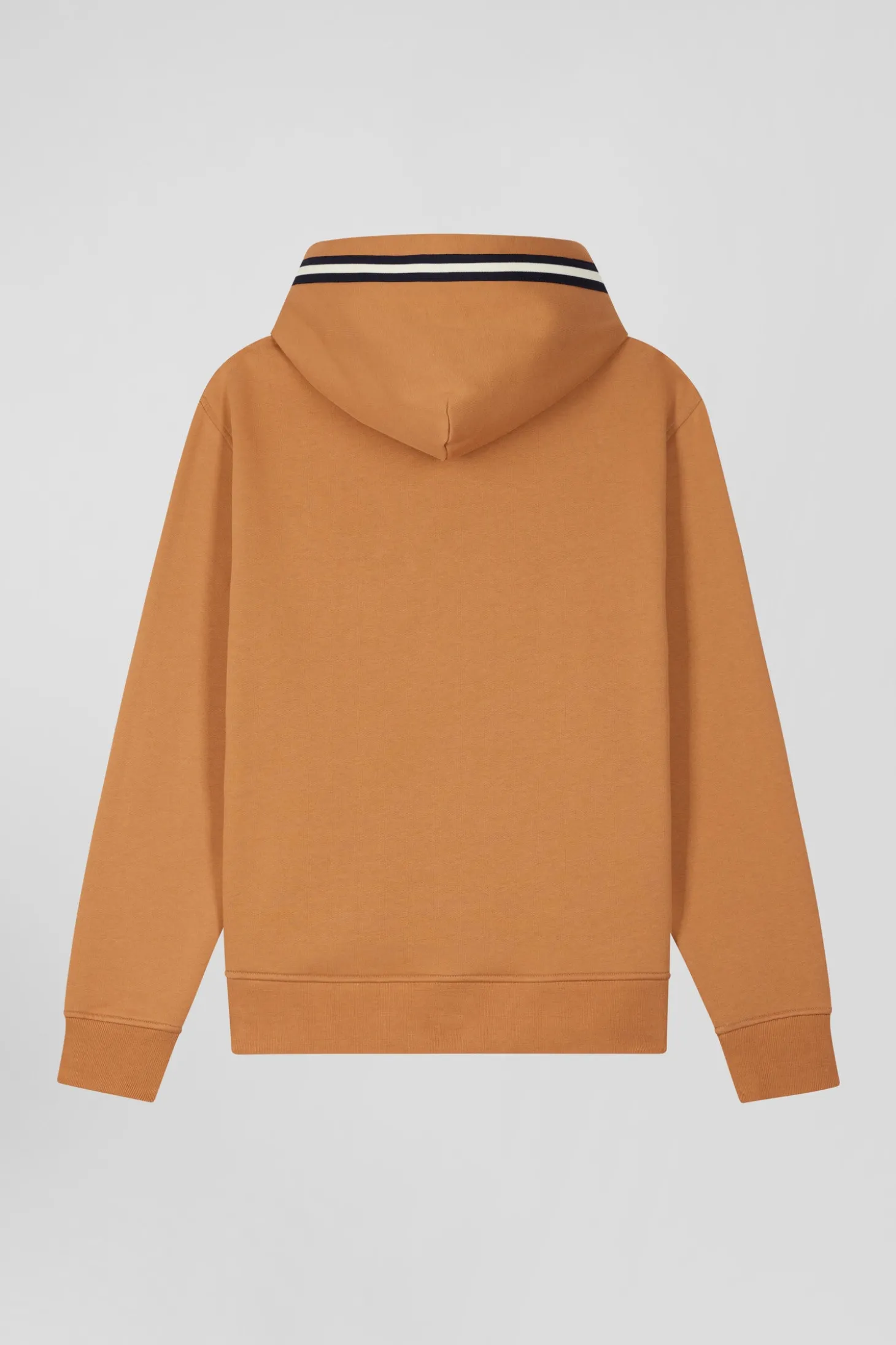 Relaxed camel cotton blend hoodie with padded embroidery