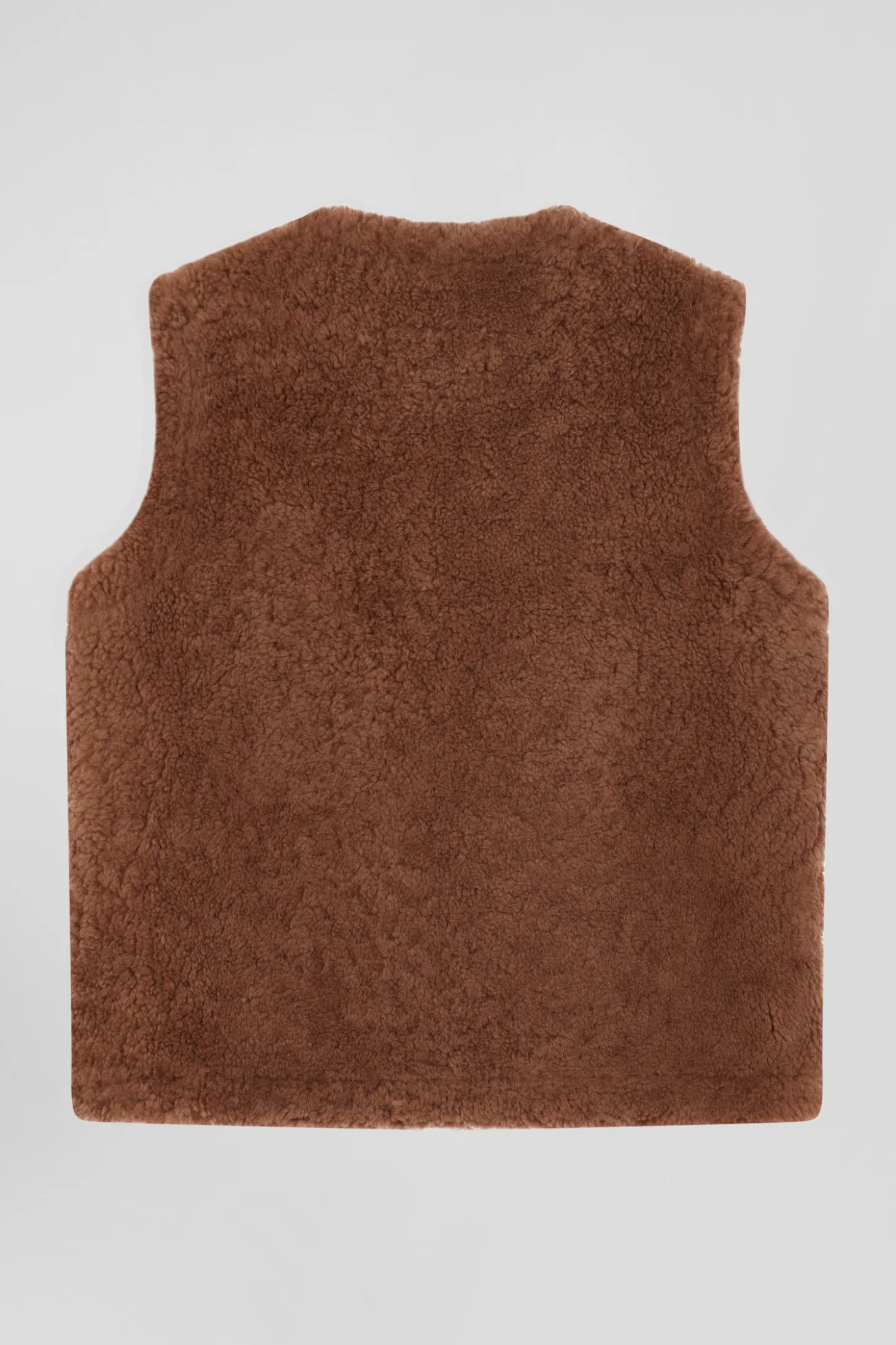 Relaxed camel sleeveless zip-up vest