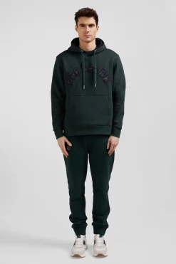 Relaxed green cotton blend hoodie