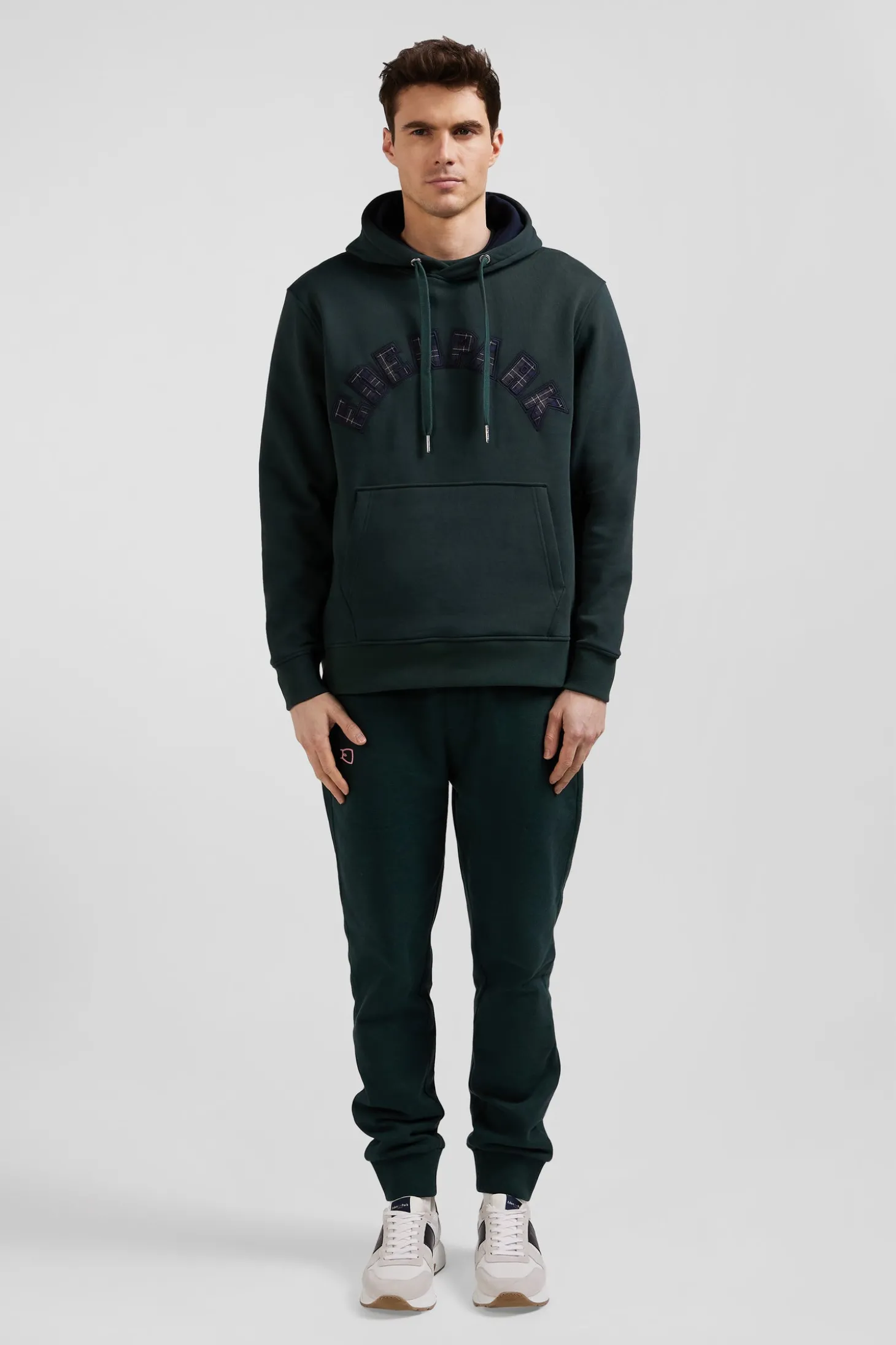 Relaxed green cotton blend hoodie